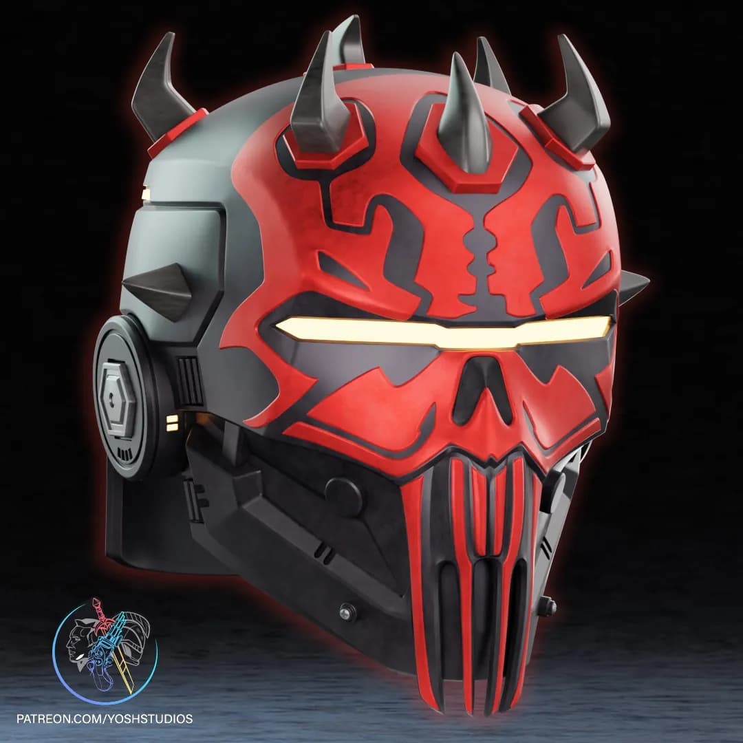 STL - Casco de Darth Maul con cuernos render 3
