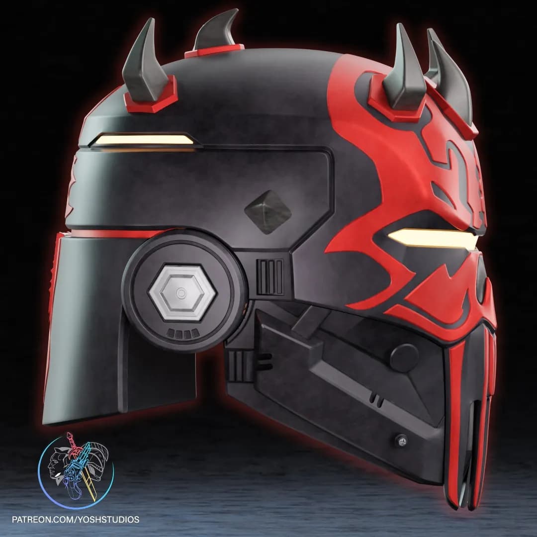 STL - Casco de Darth Maul con cuernos render 4