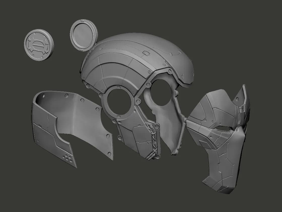 STL - Casco de Deadpool Cyberpunk render 2