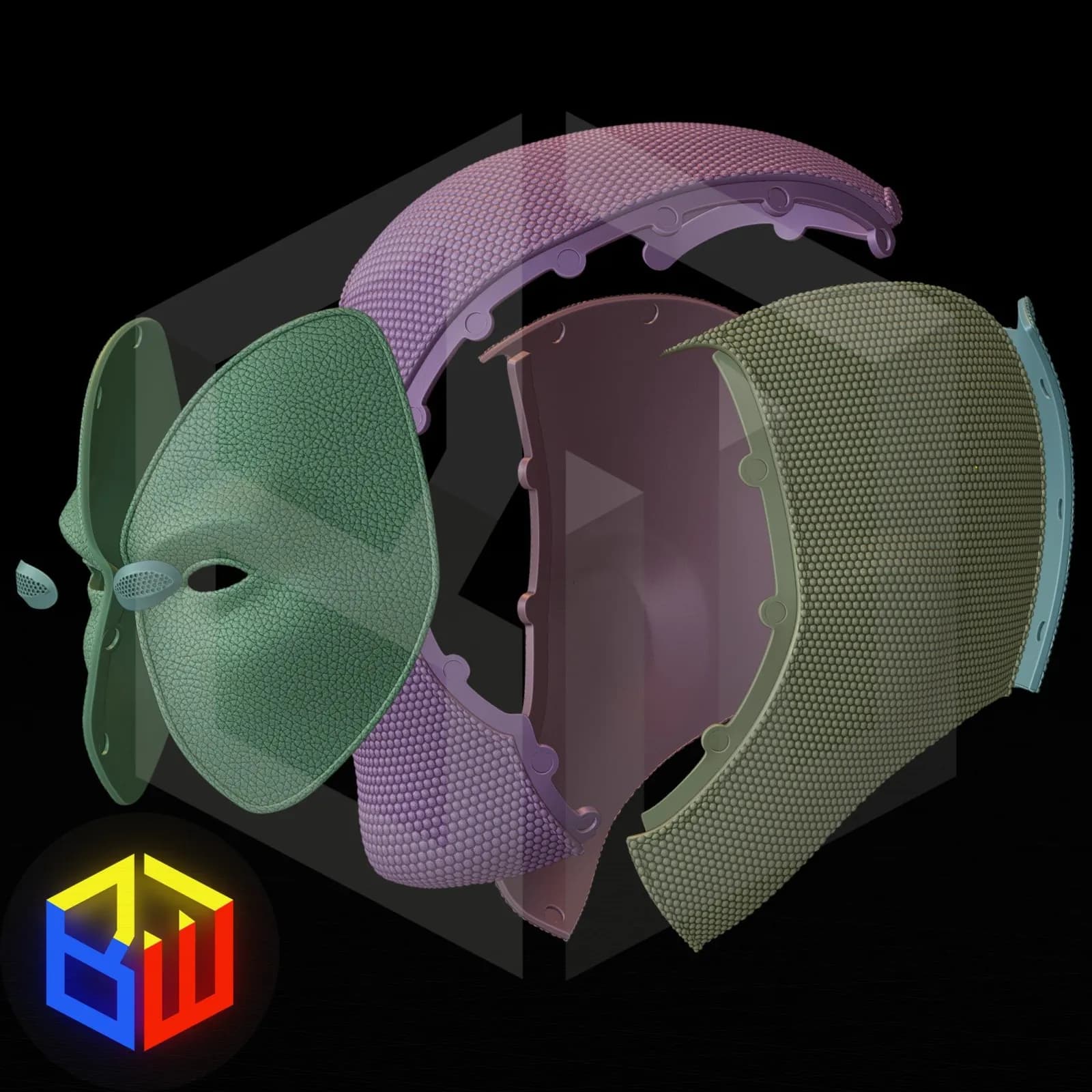 STL - Casco de Deadpool estilo cómic render 2