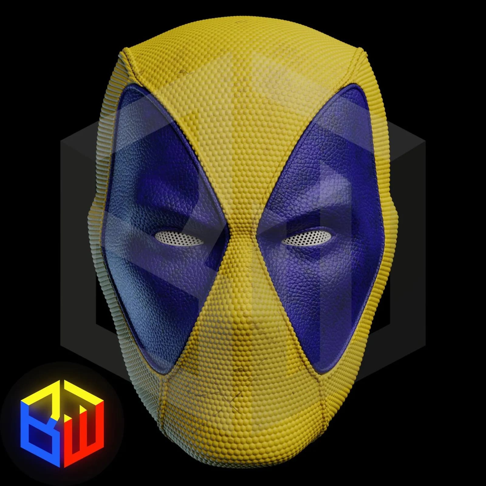 STL - Casco de Deadpool estilo cómic render 3
