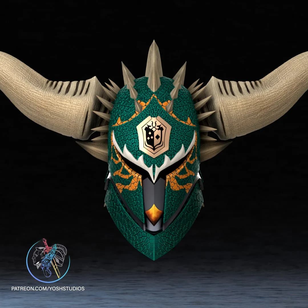 STL - Casco de dragón Nergigante render 2