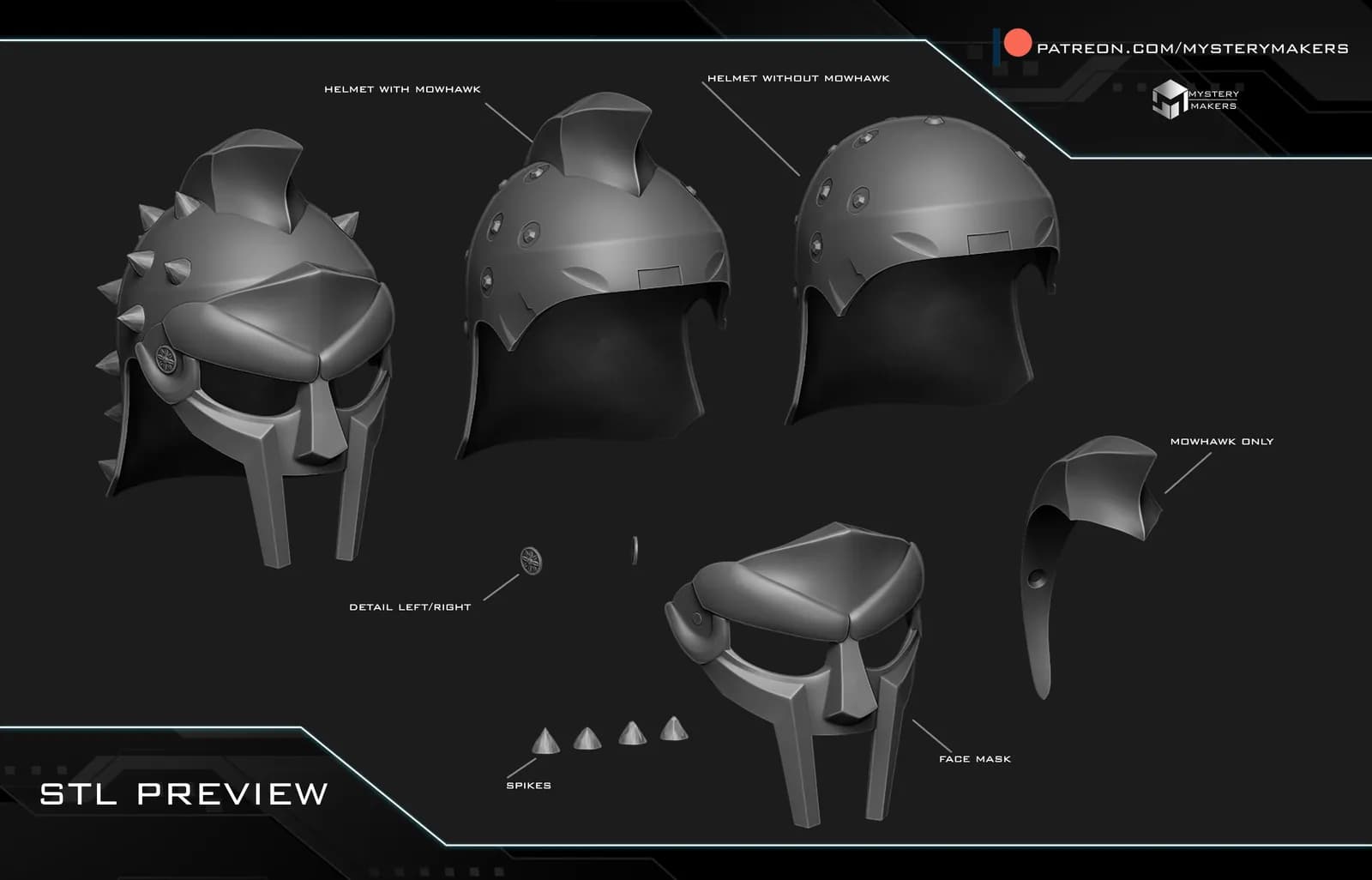 STL - Casco de gladiador Maximus render 3