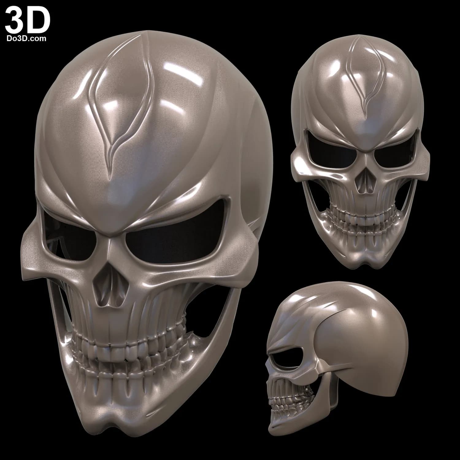 STL - Casco de motorista de calavera render 2