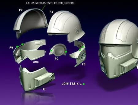 STL - Casco de piloto futurista render 2