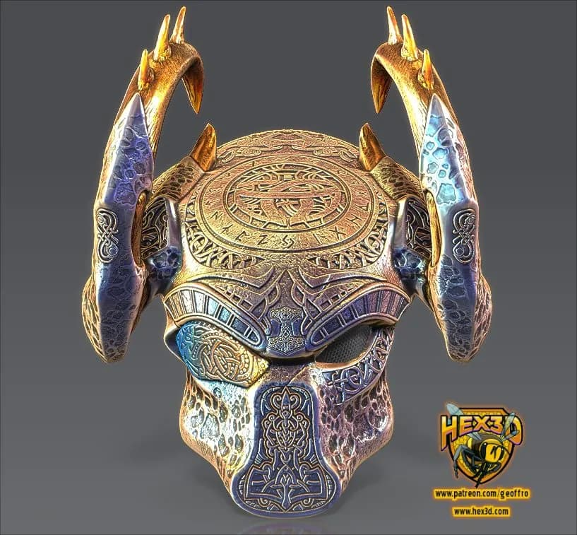 STL - Casco de Predator Vikingo render 3