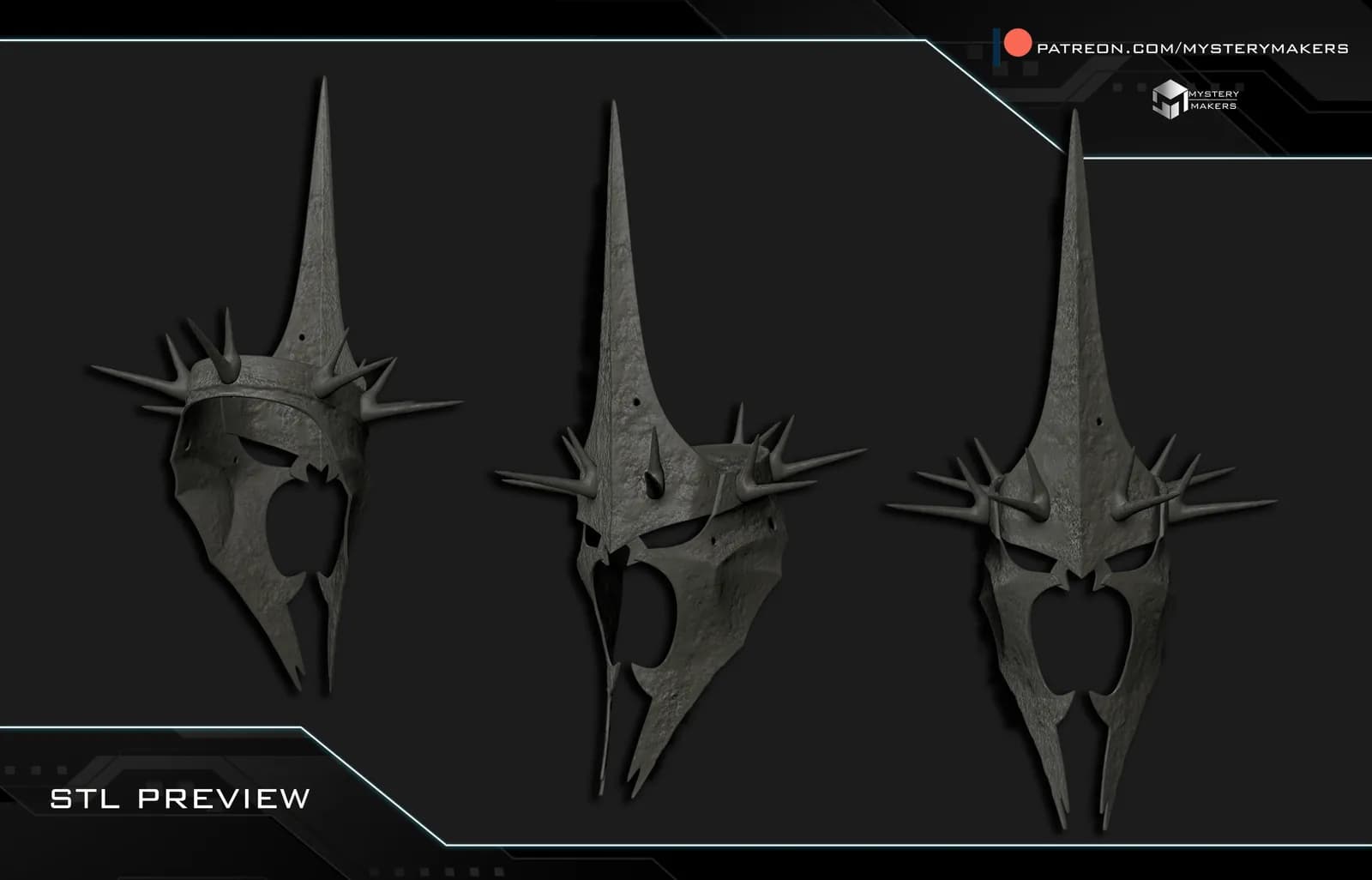 STL - Casco de Rey Brujo render 3