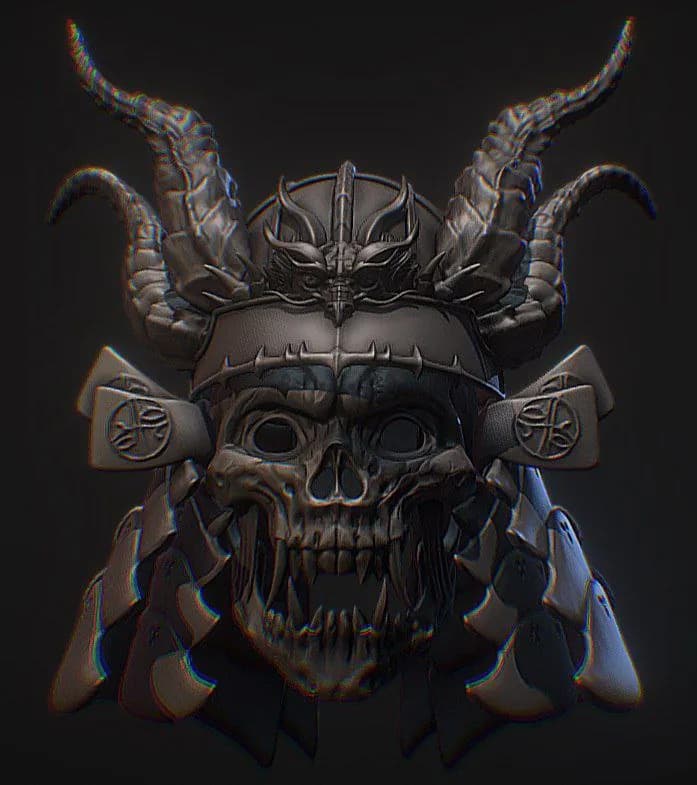 STL - Casco de Samurai Demoniaco