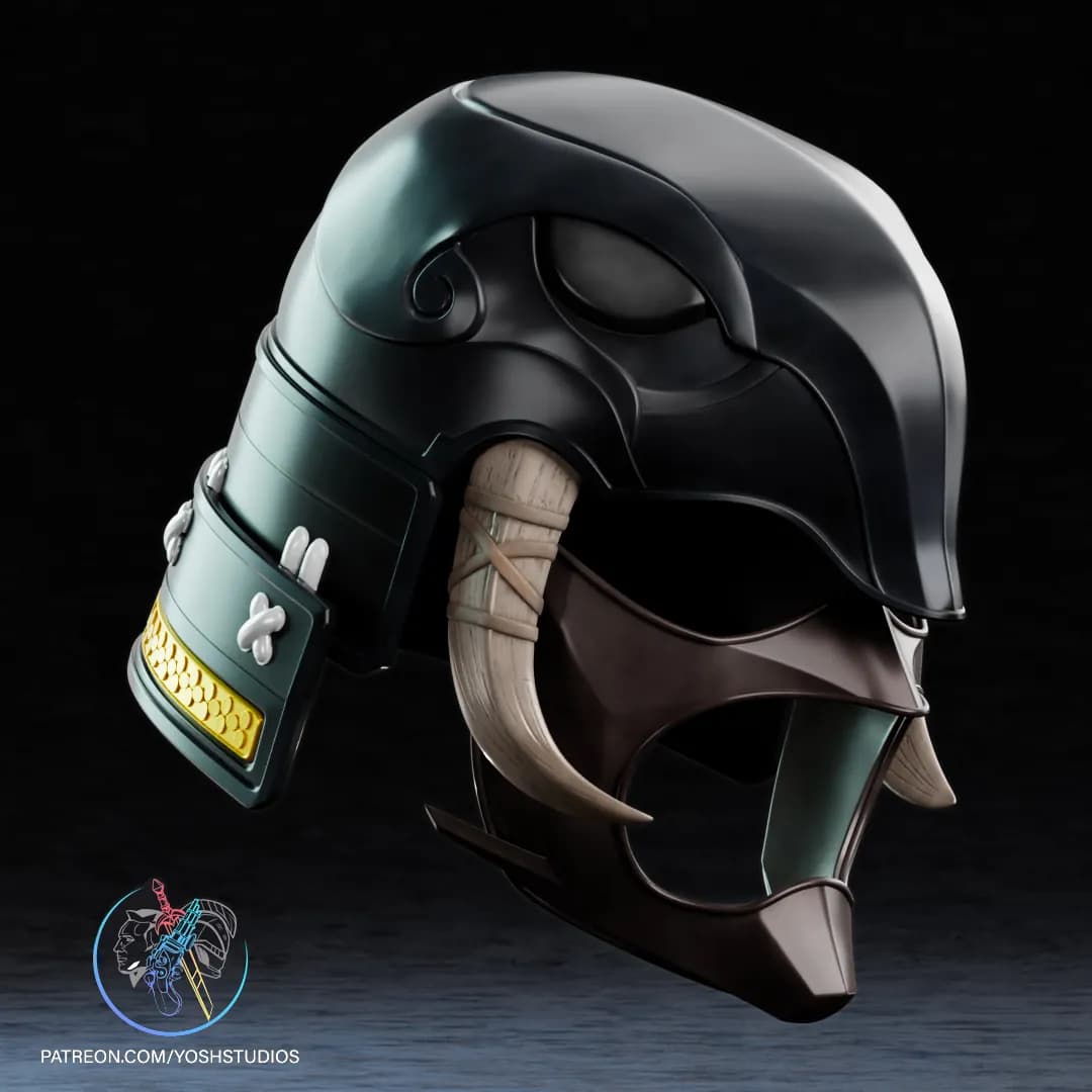 STL - Casco de Samurai Negro render 3