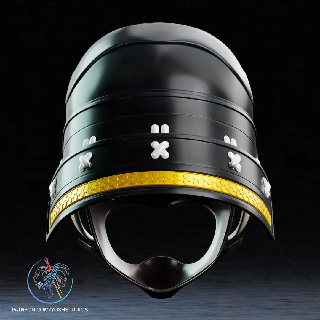 STL - Casco de Samurai Negro render 5