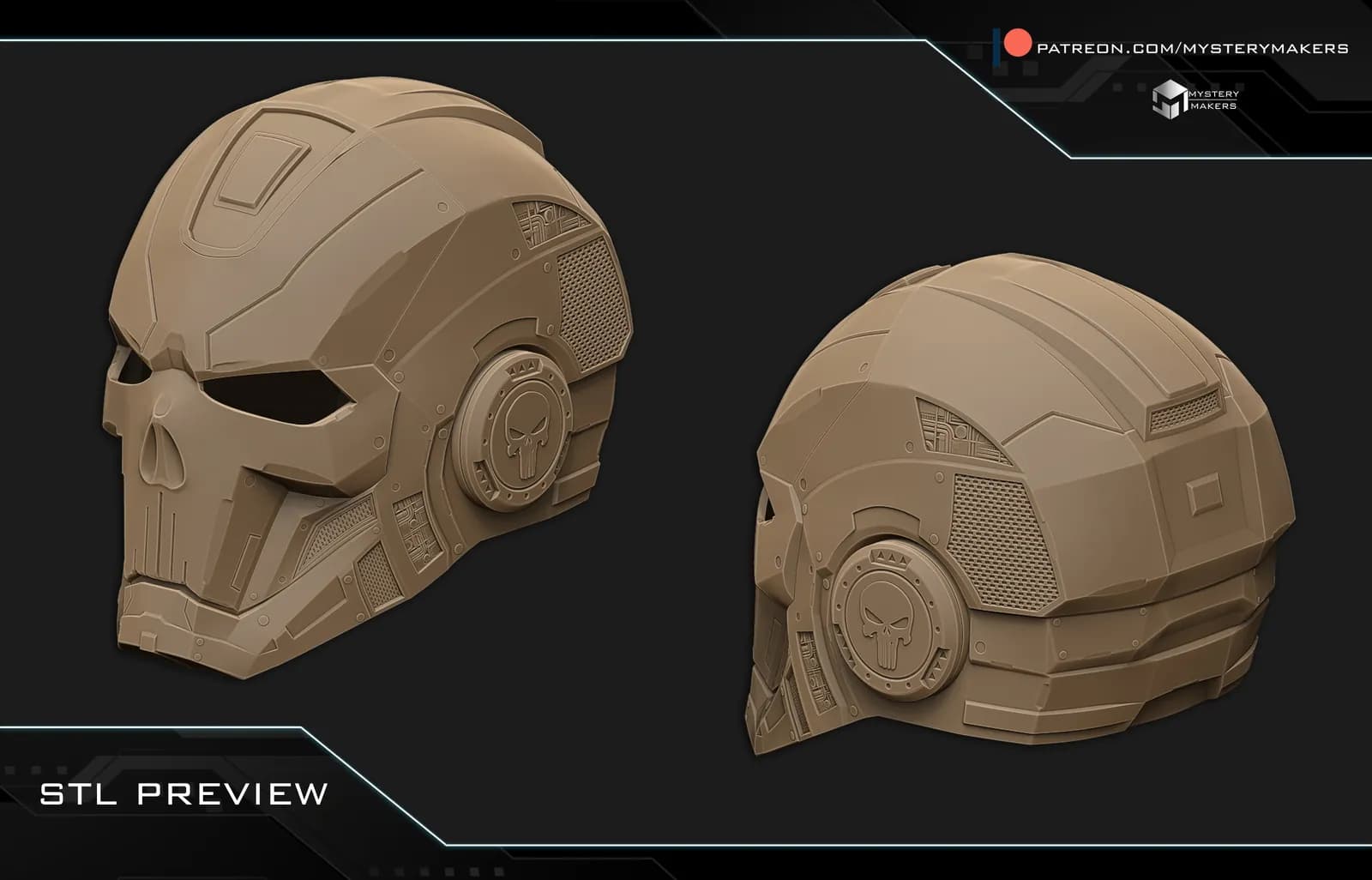 STL - Casco Iron Punisher render 3