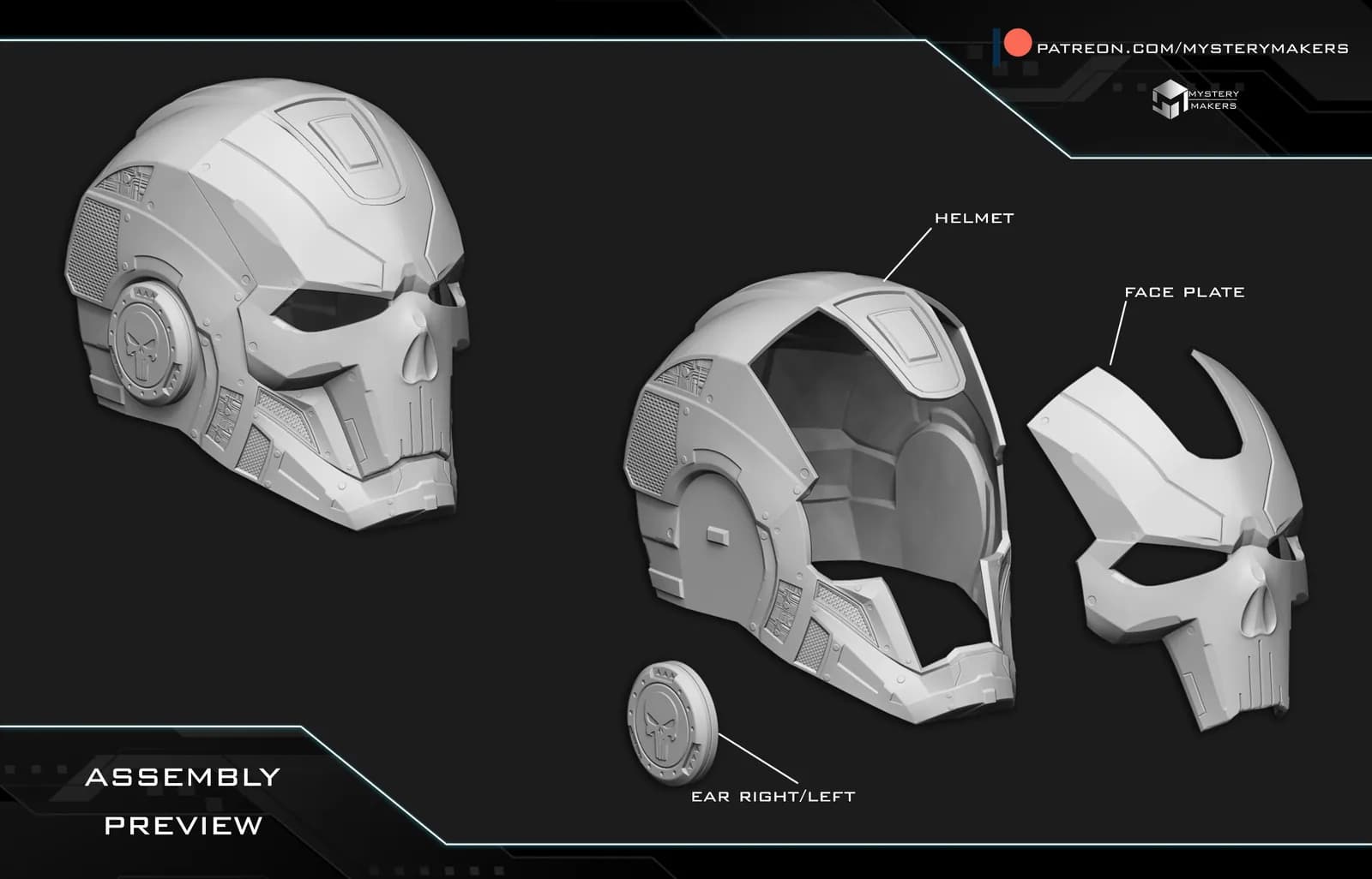 STL - Casco Iron Punisher render 5