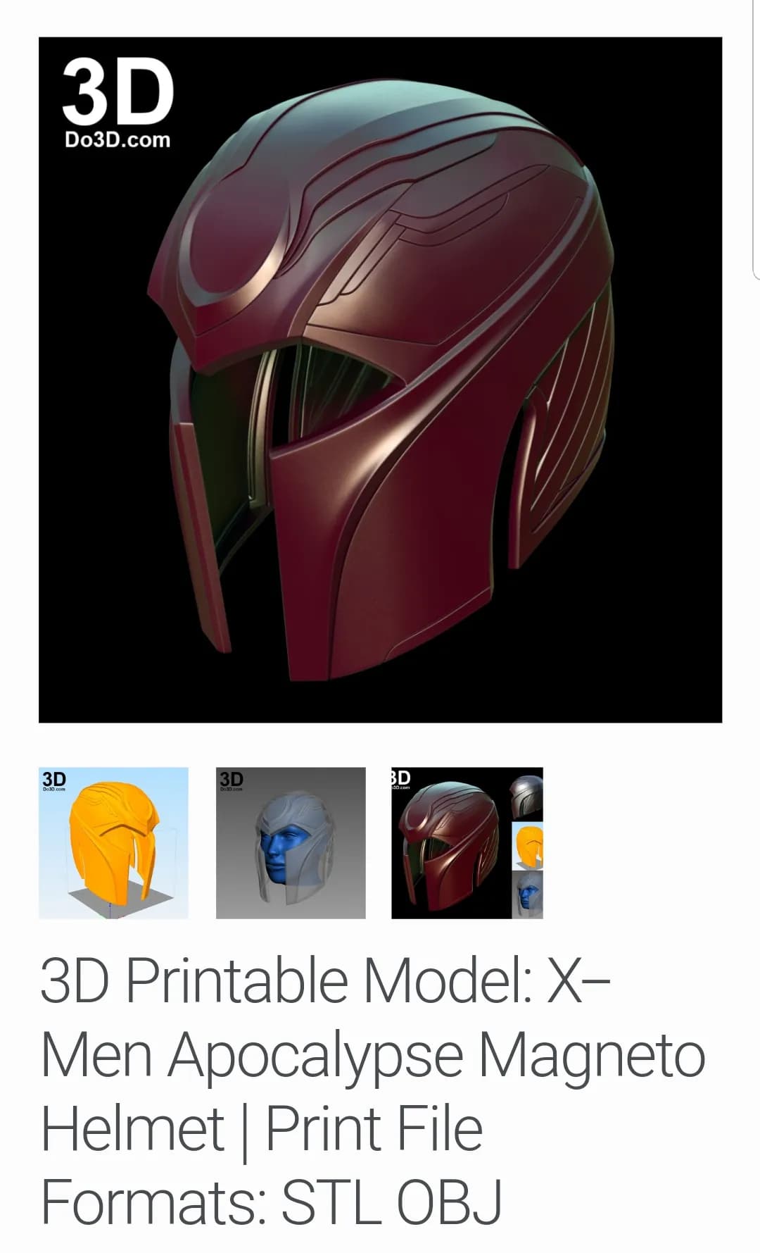 STL - Casco Magneto Apocalypse X Men 2 render 2