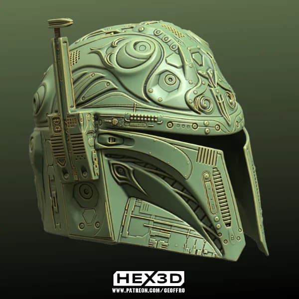 STL - Casco Mandalorian Arte Orfebrería render 3