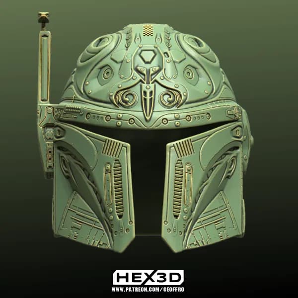 STL - Casco Mandalorian Arte Orfebrería render 5