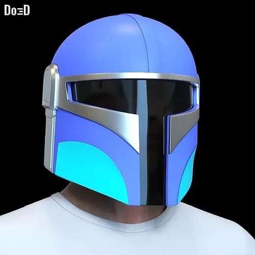 STL - Casco Mandalorian Azul render 2