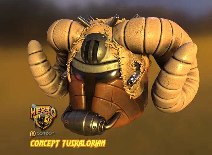 STL - Casco Tuskaloriano Concepto render 3