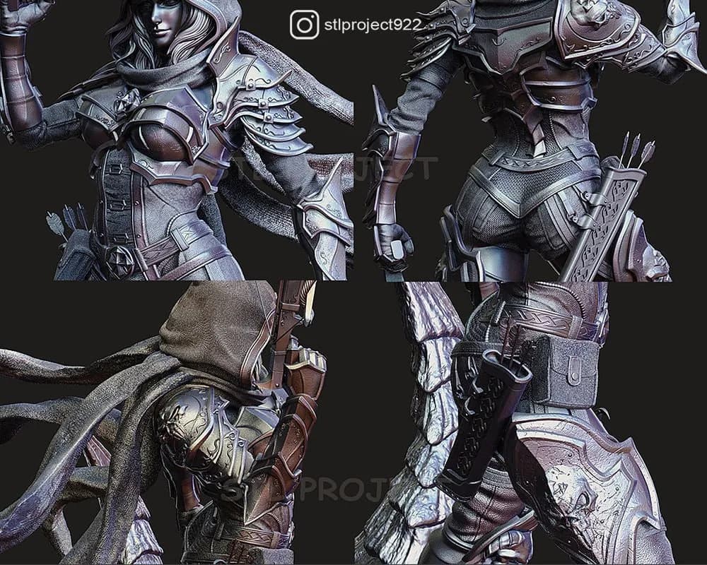 STL - Cazador demonio con armadura render 5
