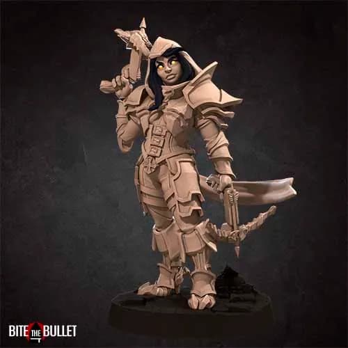 STL - Cazadora demoníaca con ballesta render 3