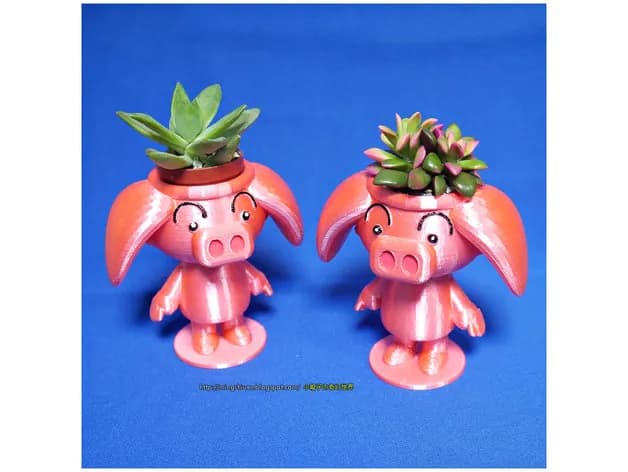 STL - cerdito maceta decorativa render 2