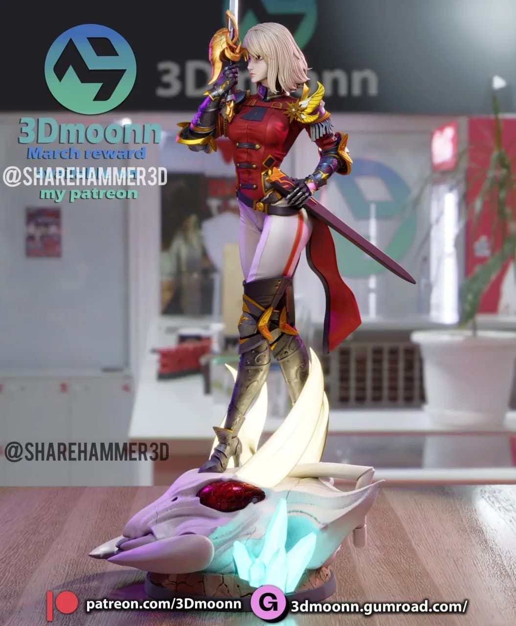 STL - Cha Hae in Solo Leveling Figura render 2