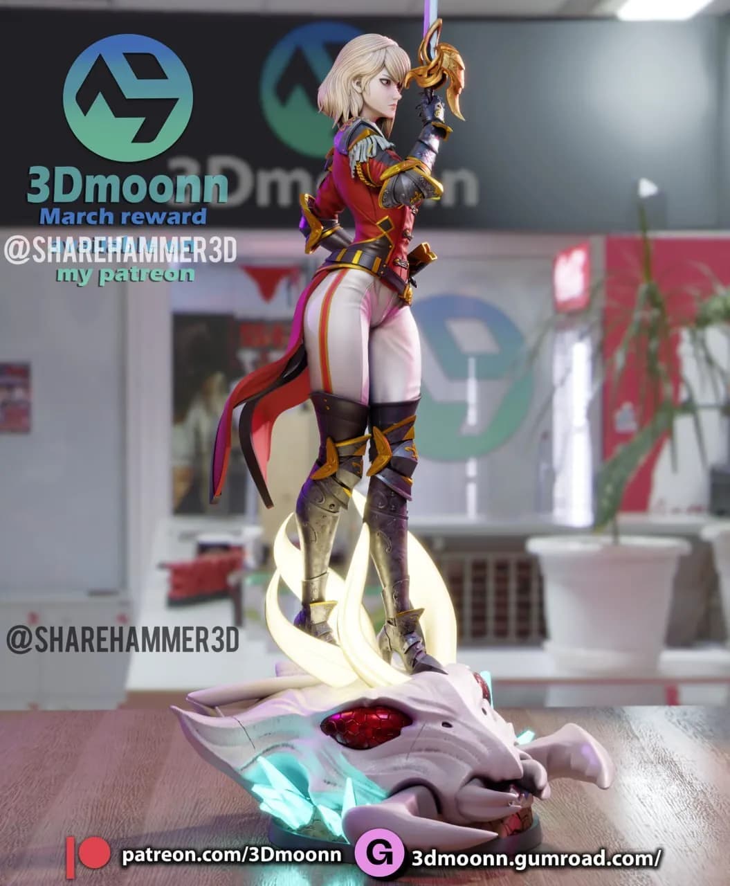 STL - Cha Hae in Solo Leveling Figura render 4