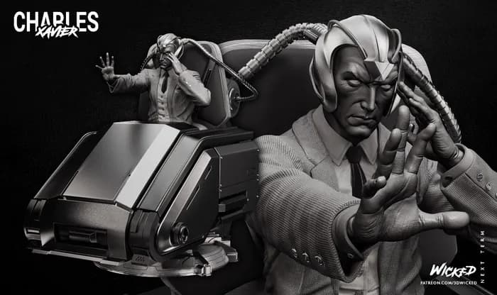 STL - Charles Xavier en Cerebro render 3