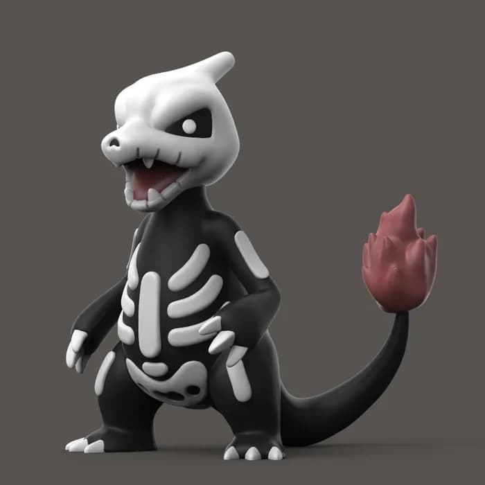 STL - Charmander Calavera Halloween render 5