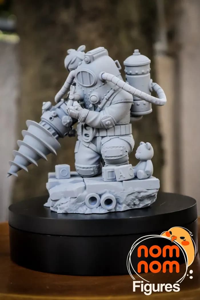STL - chibi big daddy and little sister render 3