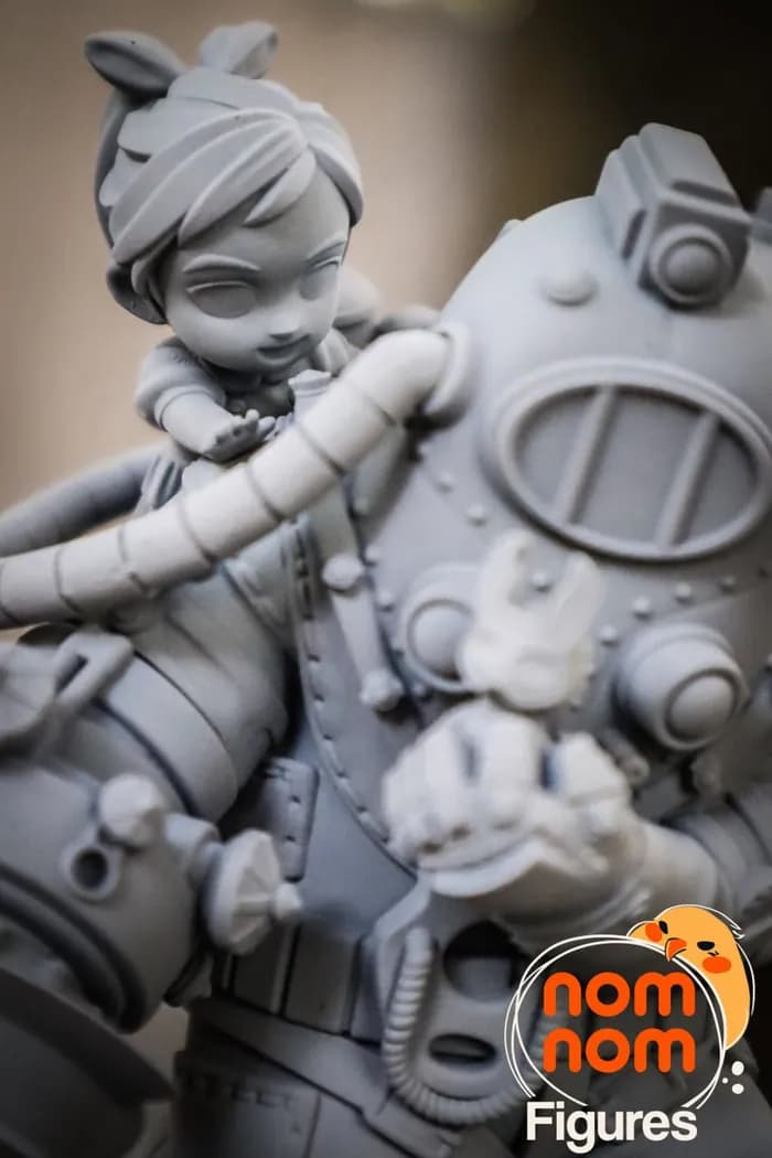 STL - chibi big daddy and little sister render 4