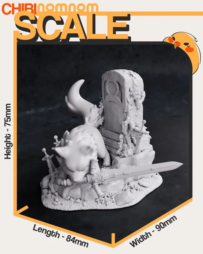 STL - chibi great grey wolf sif render 3