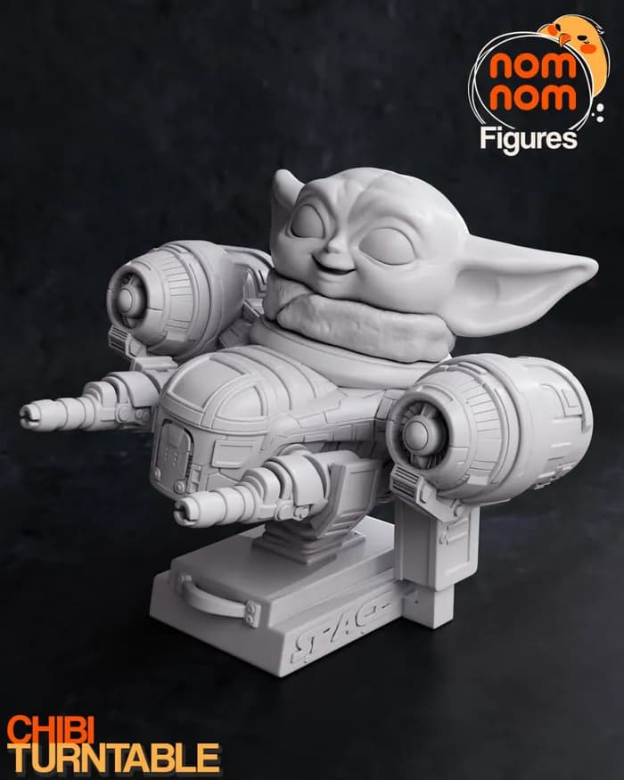 STL - chibi grogu mandalorian render 4