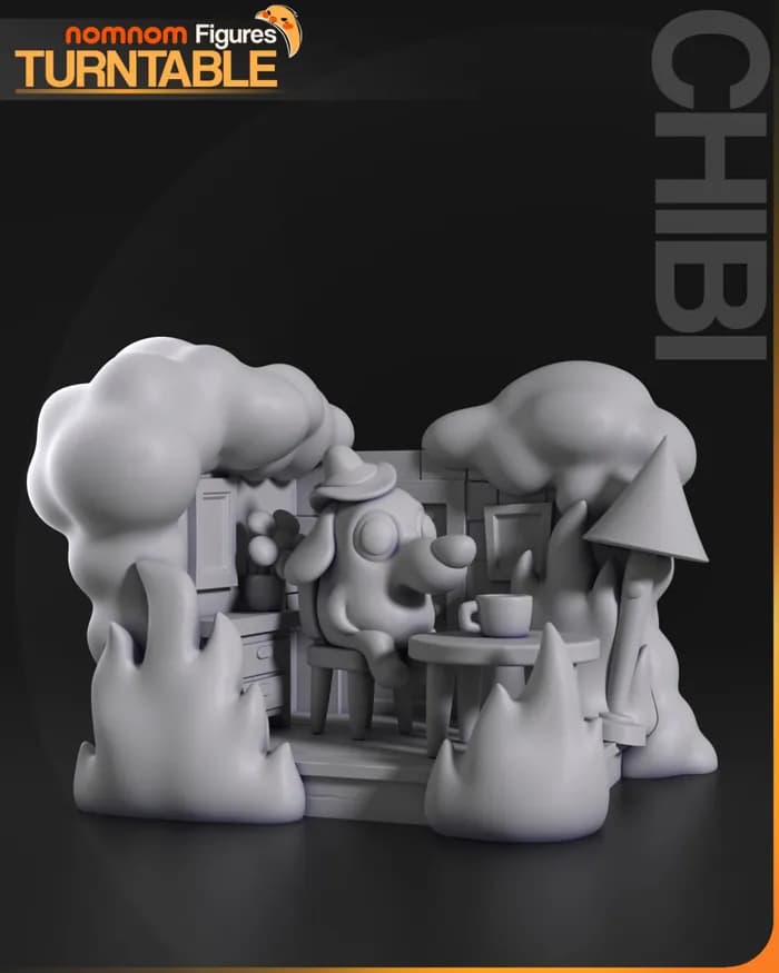 STL - chibi this is fine meme render 2