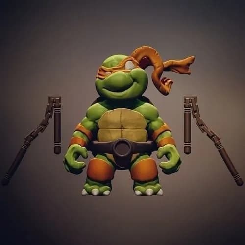 STL - chibi turtles ninjas tmnt cults3d render 3