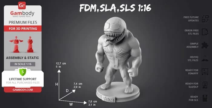 STL - chibi venom fdm gambody render 3