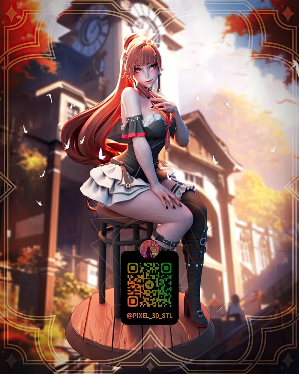 STL - Chica Anime en Taburete