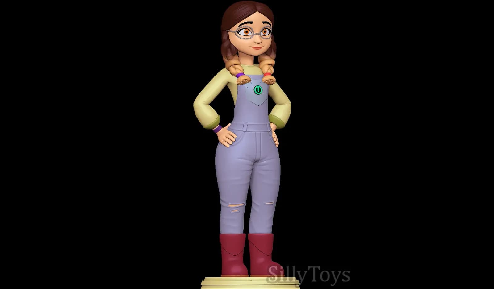 STL - Chica con Mono y Gafas render 4
