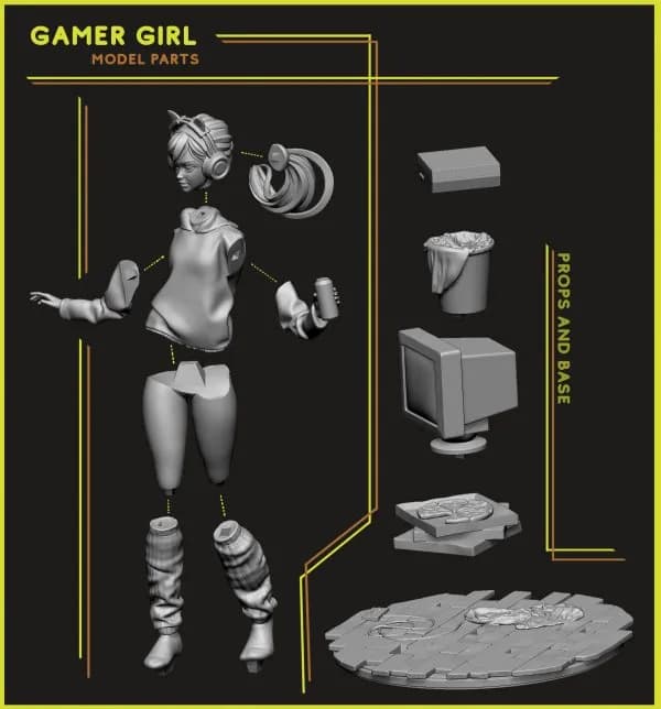 STL - Chica Gamer render 4