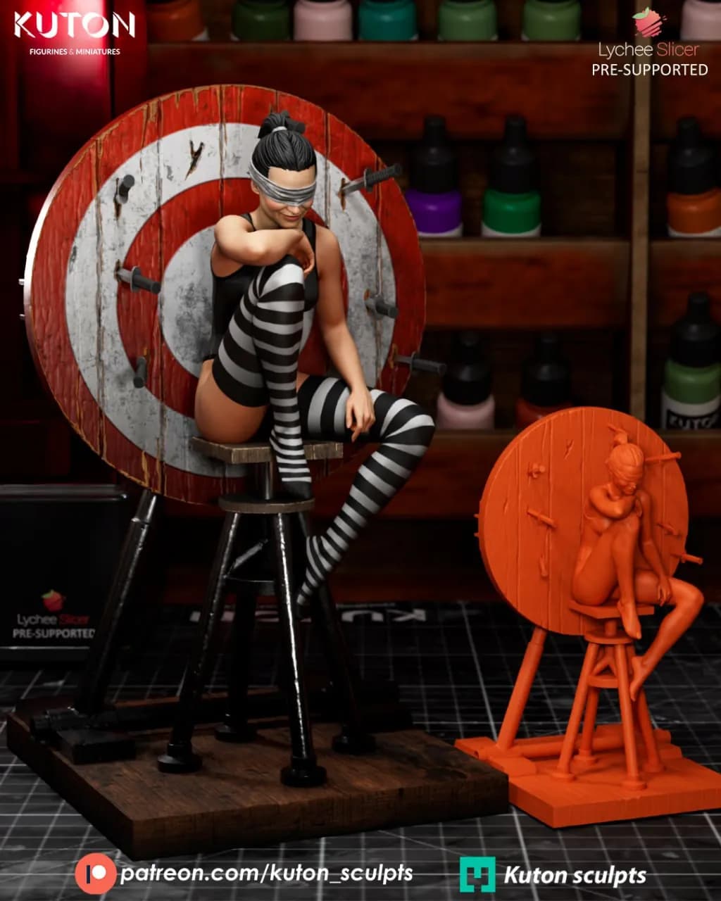 STL - Chica objetivo con vendas render 3