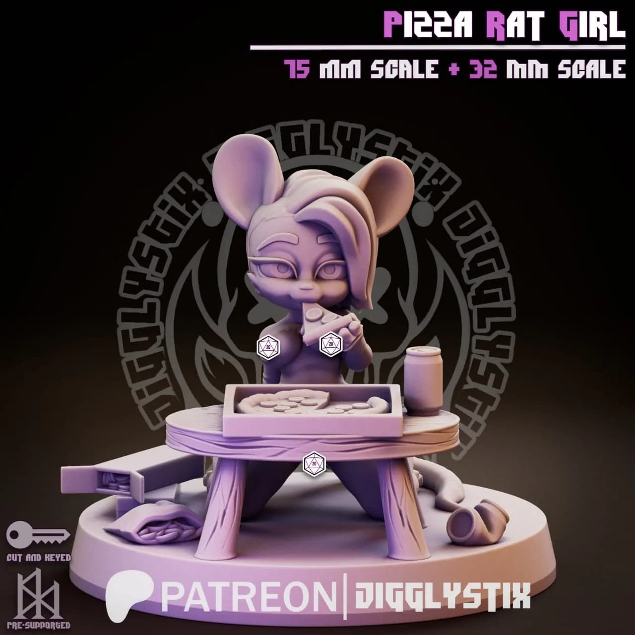 STL - Chica rata pizza render 3