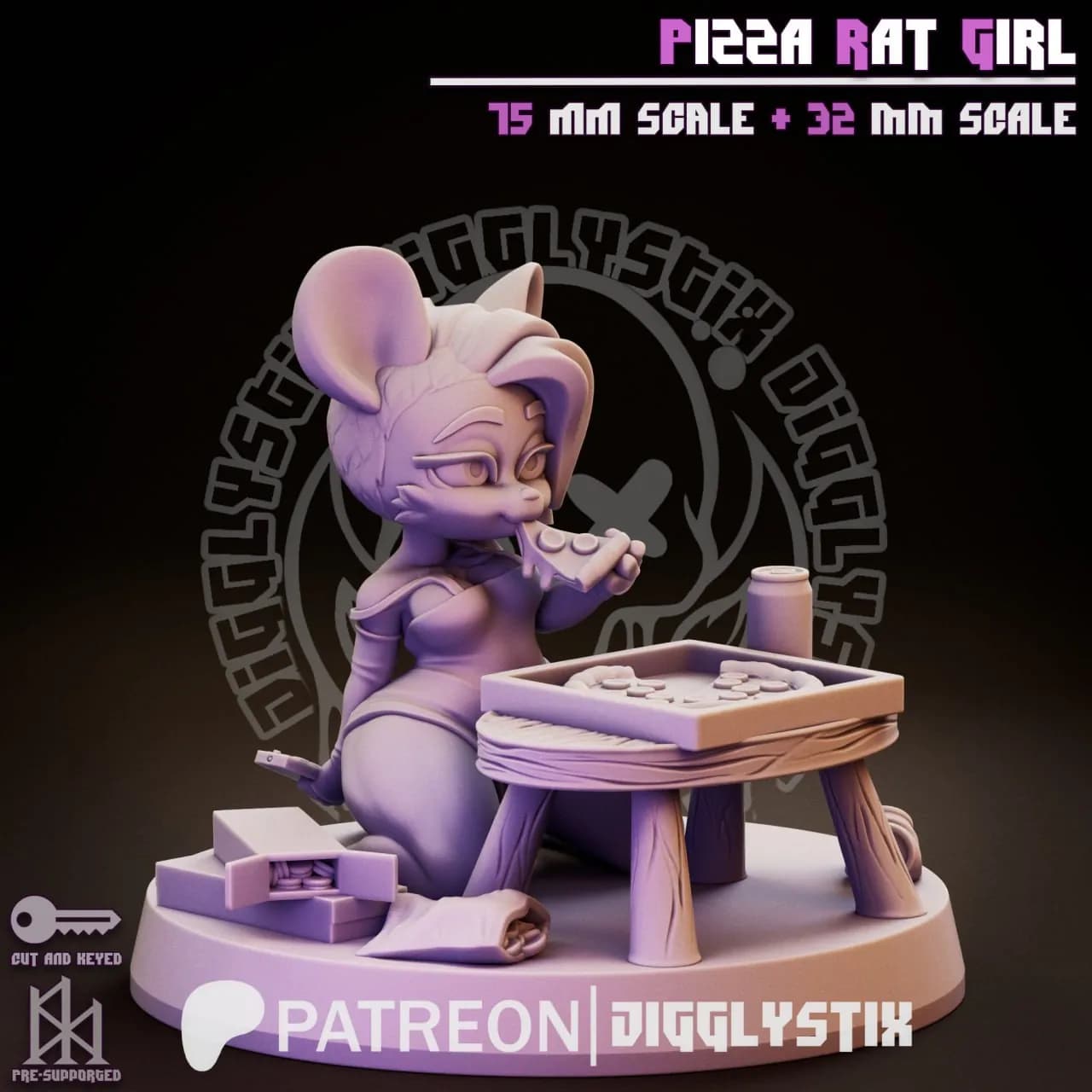 STL - Chica rata pizza render 4