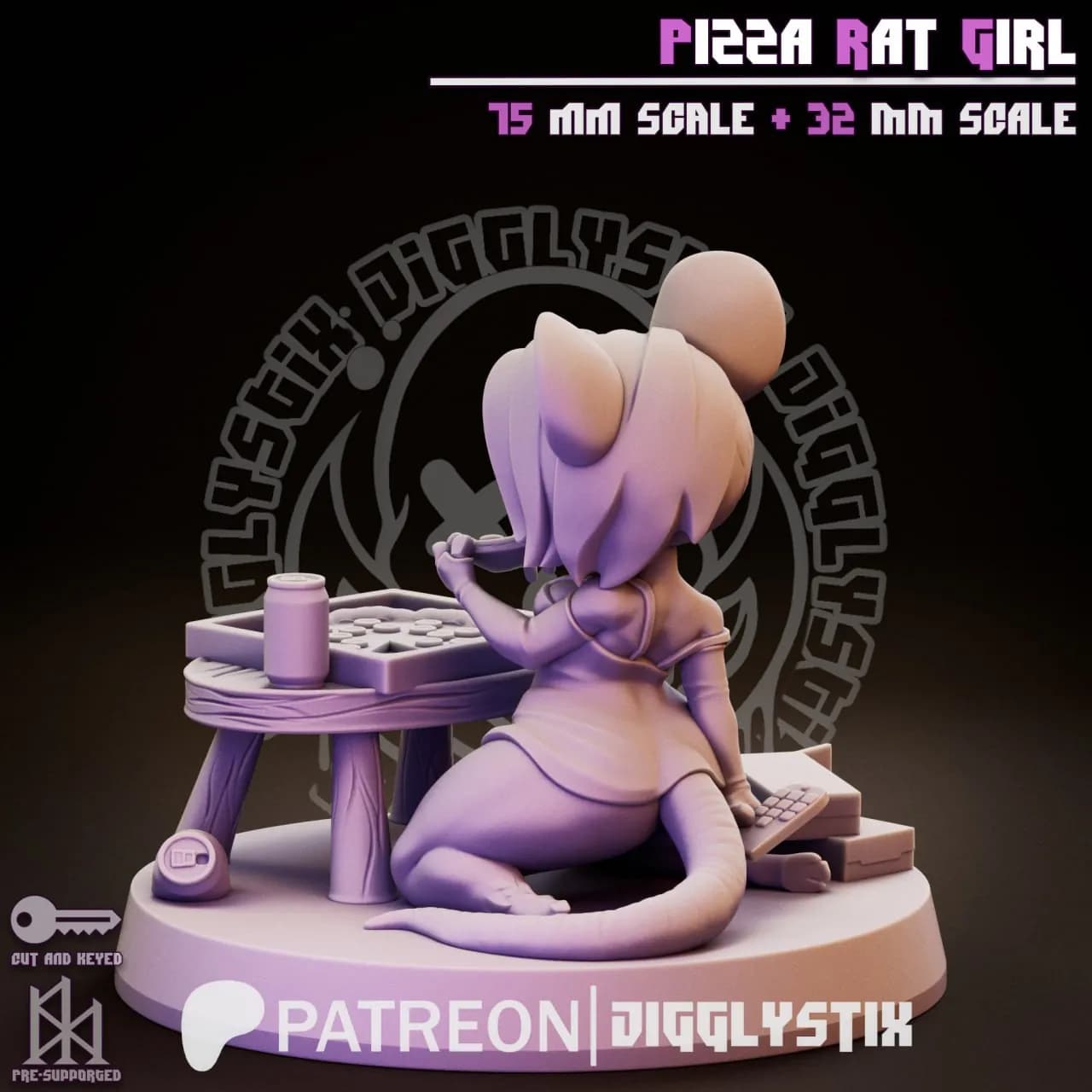 STL - Chica rata pizza render 5