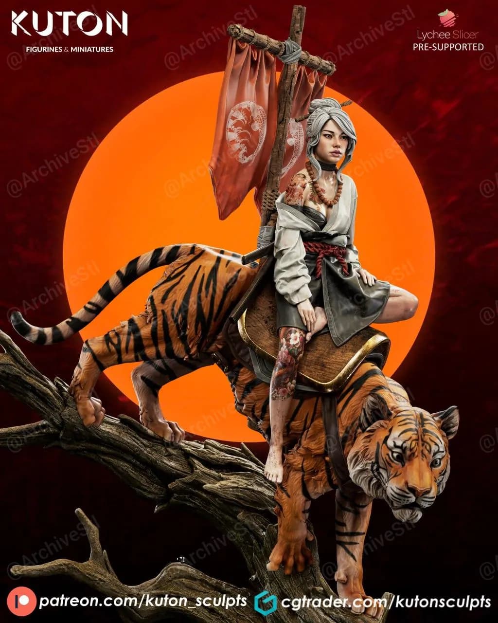 STL - Chica samurai en tigre