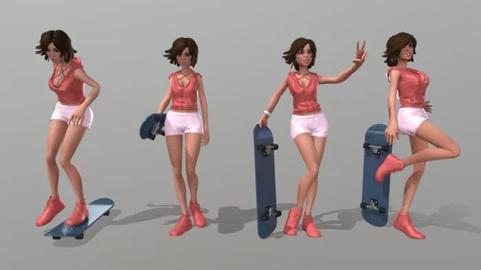 STL - Chica Skater Animada