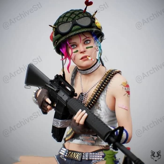 STL - Chica Tanque Guerrera