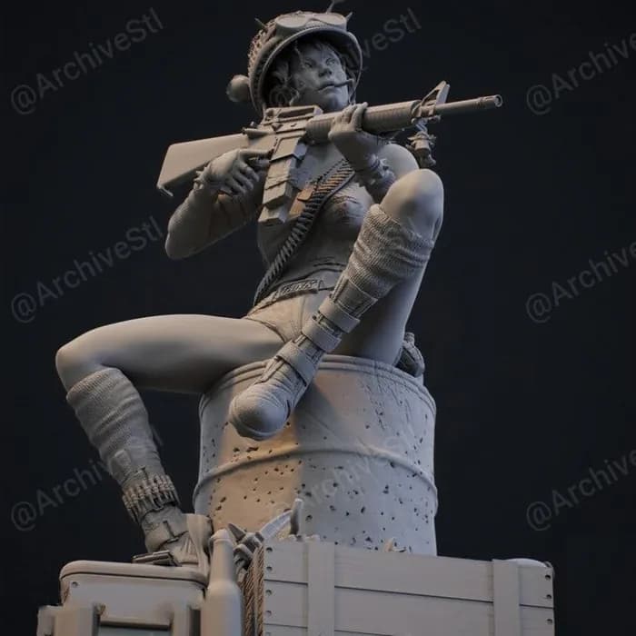 STL - Chica Tanque Guerrera