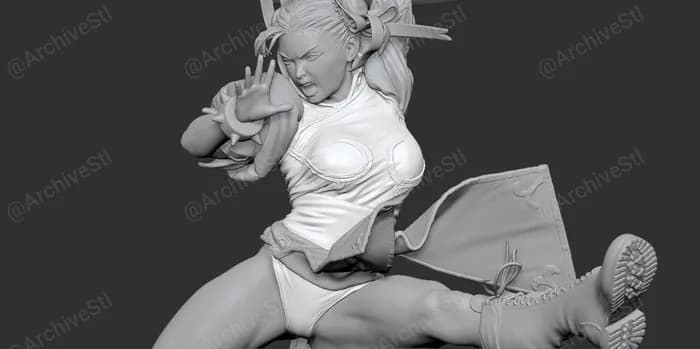 STL - Chun Li Pose Dinámica render 3