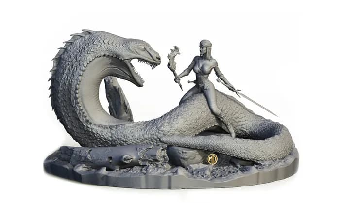 STL - Ciri enfrentando al dragón render 4