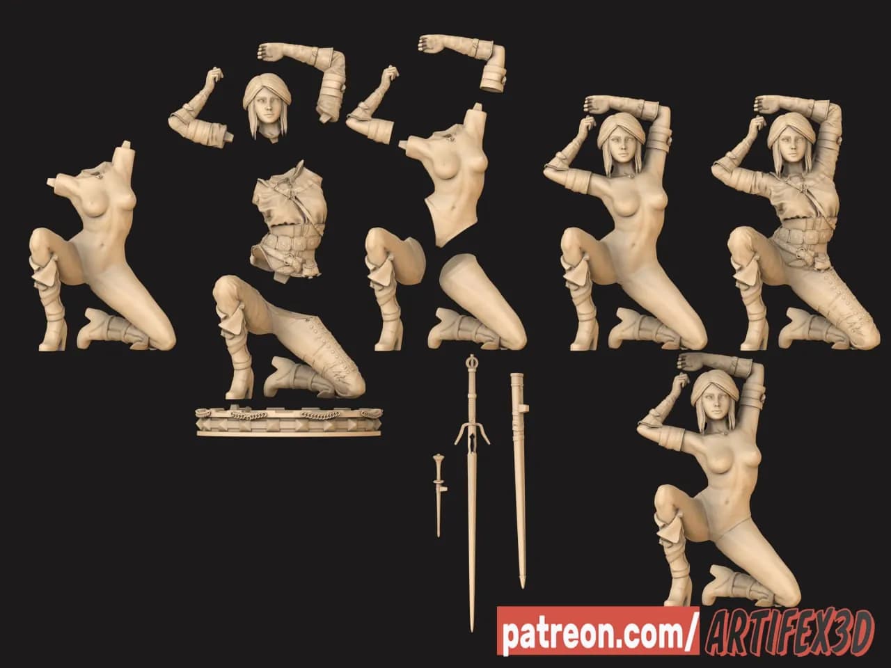 STL - Ciri The Witcher Figura render 5