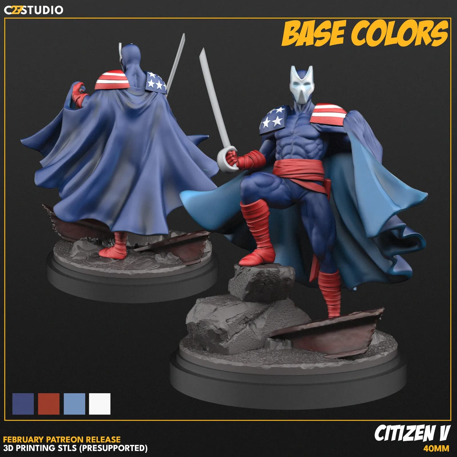 STL - Ciudadano V figura superheroica render 4